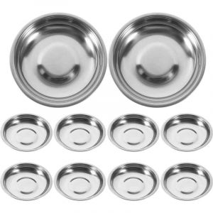 Lot de 8 assiettes rondes en acier inoxydable, plateaux de service pour barbecue et autres aliments