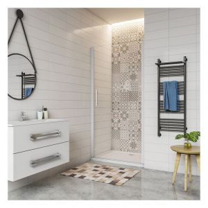 Aica porte de douche pivotante 80x185cm profilé blanc en verre anticalcaire