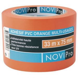 Adhésif - pvc orange - 33 mètres x 75 mm Novipro 171744