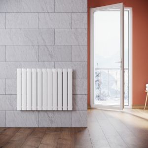 Radiateur eau chaude en acier Conception murale Vertical Tube plat Radiateur chauffage central 630x850mm Panneau Unique Blanc (579W) Horizontal