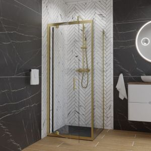 Paroi de douche d'angle porte pivotante + retour fixe GOLDY 80 cm x 80 cm