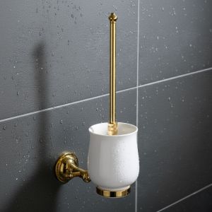 PaulGurkes Brosse WC en Or Nostalgie R&eacute;tro Antique Accessoires de Salle de Bain