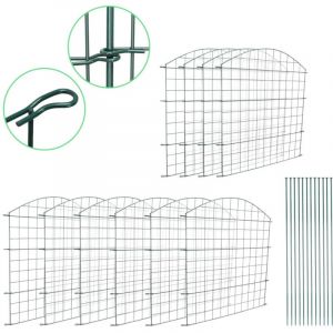 Vingo - Lot de 10 cl&ocirc;tures de jardin en m&eacute;tal avec 22 &eacute;l&eacute;ments de cl&ocirc;ture Arc Sup&eacute;rieur