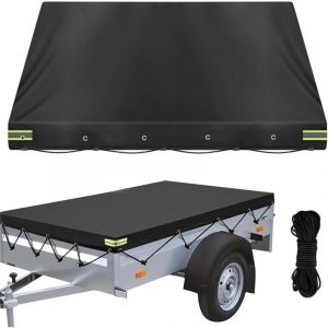 B&acirc;che De Remorque, Bache pour Remorque Plate 214 x 122 x 13 cm, B&acirc;che de Protection Plate Remorque en 600D Tissu Oxford, B&acirc;che de Couverture avec 8m