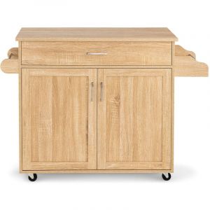 Desserte de cuisine avec roulette universelles 96 x 45 x 87 cm et plateau en bois