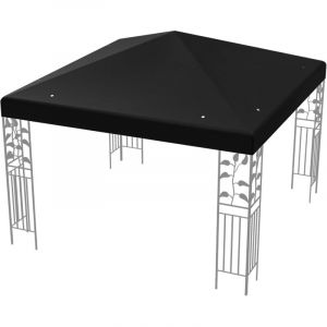 Toile de Rechange pour Tonnelle 3x3m, Toit de Remplacement Pliable pour Pavillon de Jardin, Auvent de Rechange Imperméable en Polyester (Noir)