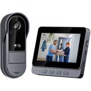 Interphone vid&eacute;o sans fil &eacute;tanche IP65 - Cam&eacute;ra 1080P - &Eacute;cran IPS 4,3" - Angle 170&deg; - Vision nocturne IR - Audio bidirectionnel - Pour ext&eacute;rieur