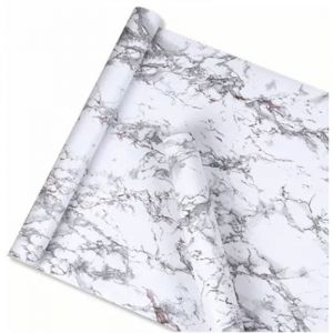 Jeffergarden Papier peint auto-adh&eacute;sif en marbre blanc, peler et coller, papier peint de Contact pour la maison, salon, cuisine, d&eacute;coration