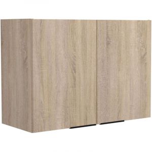 Module de cuisine Arko Superior de style industriel en ch&ecirc;ne brut et couleur noire 2 portes et 1 &eacute;tag&egrave;re int&eacute;rieure 80x58x36 cm