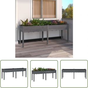 The Living Store Jardini&egrave;re avec doublure gris 203x53x76 cm bois massif de sapin - Jardinieres Exterieures - Pots De Fleurs En Bois - Jardinerie