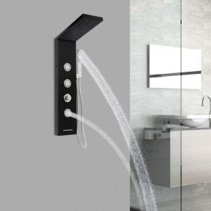 Colonne de douche pour salle de bain, ensemble panneau de douche avec &eacute;clairage LED, douche murale pour tout le corps, pomme de douche &agrave; main et bec