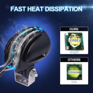 2Pcs 10W LED blanche antibrouillard de moto, 3 pouces LED phare de moto lumi&egrave;re suppl&eacute;mentaire moto antibrouillard lumi&egrave;re spot &eacute;tanche, adapt&eacute; pour