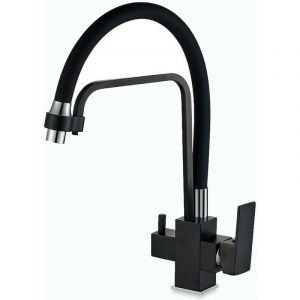 Rosmmel - Robinet 3 voies à osmose inverse, amovible, rotatif à 360° avec des lignes carrées de la série Poseidon Noir