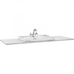 Plan de travail en marbre carmen pour meuble bas Roca Couleur : marbre blanc venato