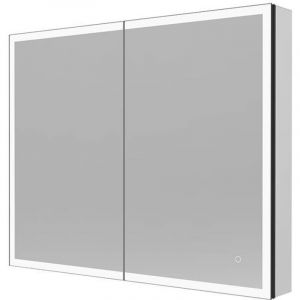 HOME DELUXE Armoire à glace LED EVE noir 100 x 80 cm