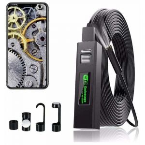 Jalleria - Camera Endoscopique Endoscope WiFi Caméra d'inspection usb, 1200P hd Caméra Endoscope IP68 Etanche avec 8 led pour iphone, Android, iPad,