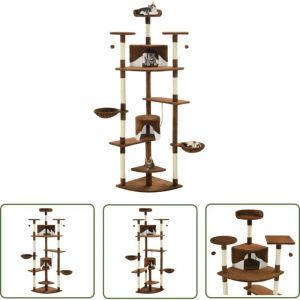 Abcrital - The Living Store Arbre à chat avec griffoirs en sisal 203 cm Marron et Blanc - Arbre à Chat - Arbre Félin - Jouet Chat - Maison Chat
