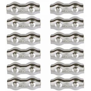 Serre-c&acirc;ble , Serre Cable Acier 3mm 12 Pi&egrave;ces Serre C&acirc;bles Duplex Pince de C&acirc;ble Acier inoxydable 304 D'agrafe de C&acirc;ble,C&acirc;ble Poign&eacute;es pour 2mm C&acirc;ble