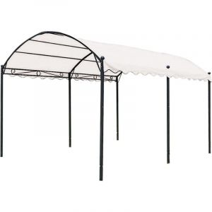 Lifeingarden - Gazebo carport en me'tal et fer avec tissu polyester 3x4 mt e'cru hauteur maximale 2,60 mt pour jardin exte'rieur