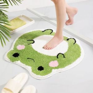CCYKXA Tapis de bain mignon et antid&eacute;rapant en forme de grenouille, tapis de douche absorbant et lavable en forme d'animal amusant pour d&eacute;coration de