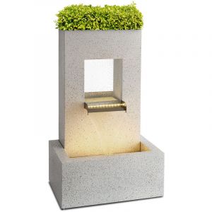 Bloomingstone - Fontaine ornementale de jardin, Avec jardinière, Intérieur et extérieur, Câble de 10 m, Circuit d'eau fermé, led, Pompe: 12W / 800l /