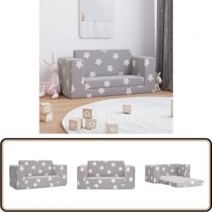 Canap&eacute;-lit enfant 2 places gris clair &eacute;toiles peluche douce - Canap&eacute; Enfant - Canap&eacute; Lit Enfant - Mobilier B&eacute;b&eacute; - Meubles Enfant - Fauteuil Enfant