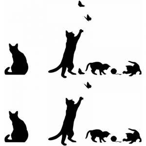 Ahlsen - 2 Pièces Noir Chat Autocollants pour Chambre Chat Stickers Muraux Chambre Chat Vinyle Papier Peint Amovible Mur Art Autocollants pour La