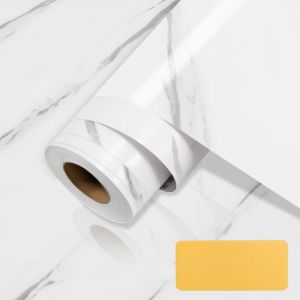 Papier adh&eacute;sif pour meubles 61 cm x 500 cm papier peint auto-adh&eacute;sif film auto-adh&eacute;sif &eacute;tanche pour comptoirs de cuisine salle de bain-marbre blanc