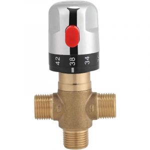 Robinet Mitigeur Thermostatique en Laiton 15mm Robinet temp&eacute;rature Fixe pour lavabo Cuisine Salle de Bain G1/2 35-45 ℃