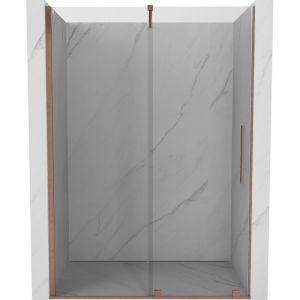 Mexen Velar porte de douche coulissante 130 cm, transparent, cuivre bross&eacute; - 871-130-000-01-65
