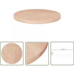 Dessus de table rond &Oslash;40x2,5 cm Bois de ch&ecirc;ne massif non trait&eacute; - Dessus De Table - Plateau De Table - Bois De Ch&ecirc;ne - Table Ronde - Design Rustique