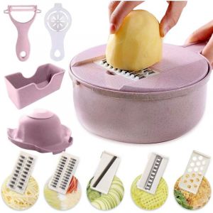 APEX Couper les L&eacute;gumes Multifonctions Mandoline, Darryy 12-in-1 Coupe Legumes Multifonctions, 4 Lames Trancheur de L&eacute;gumes en Inoxydable