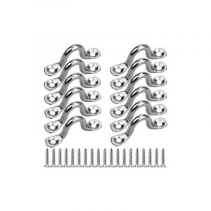 12 Pièces Boucles de Pont pour Kayaks Pontet inox Oeil Plaques Forme à Bosse Boucle Fixe Platine à œil Plate Pontet avec 24 Pièces Vis pour Kayak