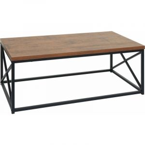 HHG - jamais utilisé] Table basse 125, Table de salon Table d'appoint Table de salon, métal structure 3D 44x110x60cm, aspect chêne sauvage
