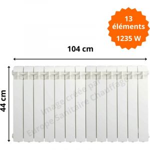 Global Radiatori - Radiateur aluminium horizontal H.44 x 104 cm vox 350 Deville 1235 w