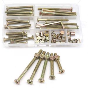Kit de vis et &eacute;crous pour cadre de lit, pi&egrave;ces pour lit b&eacute;b&eacute;, 25 pi&egrave;ces pour lit superpos&eacute;, vis M6-1 x 40 mm/ 50 mm/ 60 mm/ 70 mm/ 80 mm/ Kit de