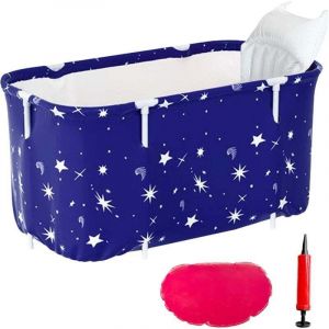 Enowelir Piscine gonflable Baignoire portative pour adulte pliable douche de trempage autoportante pliable maison SPA baignoire avec oreiller