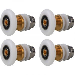 Roulettes Porte de Douche 23mm, Roulette Porte Coulissante Douche en Laiton 4 Pi&egrave;ces pour Rouleau pour Remplacement de Douche Coulissante Verre Porte