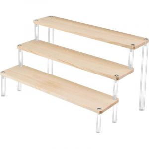 Pr&eacute;sentoir de Table en Acrylique, 3 &Eacute;tages Support Bois &agrave; Cupcake Stand de Parfum, Escalier Marches Display Stand, Pr&eacute;sentoir &agrave; G&acirc;teaux Riser