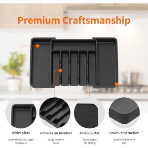 Bo&icirc;te de rangement pour tiroir de vaisselle, bo&icirc;te de rangement extensible pour tiroir de cuisine, argenterie, vaisselle, bo&icirc;te de rangement pour