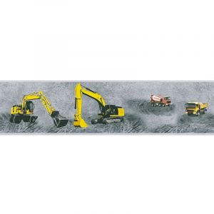 Papier peint enfants Profhome 358711 bordure lisse avec un dessin infantile mat jaune noir gris 0,65 m2