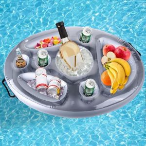 Vtizikl Gonflable Porte-Boissons Bar Flottant, Jus de Bi&egrave;re Plateau de Boissons Salade de Fruits Buffet Serveur Grande Capacit&eacute; pour Piscine d'&eacute;t&eacute; en