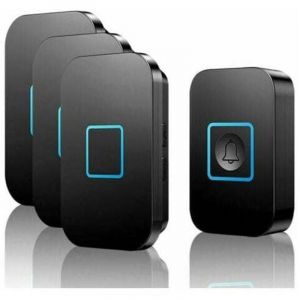 Sonnette sans fil, ensemble de sonnette sans fil, port&eacute;e de 400 m IP55 sonnette de porte d'entr&eacute;e ext&eacute;rieure &eacute;tanche avec 3 r&eacute;cepteurs enfichables,
