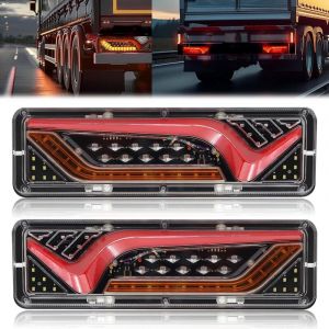APEX Feux arri&egrave;re &agrave; LED pour camions, 57 LED, feux arri&egrave;re de remorque 24 V, clignotants, feux de recul, feux de freinage (lot de 2)