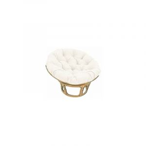 Outils Et Nature - Fauteuil en rotin Papasan base osier clair avec coussin blanc