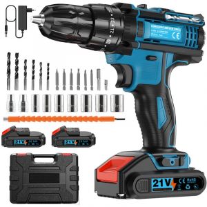 Joeais - Perceuse Visseuse Sans Fil 21V, Visseuse Devisseuse Sans Fil avec 2 Batteries 2.0Ah, 45Nm Perceuse Percussion, 25+3 Réglages de Couple, 26