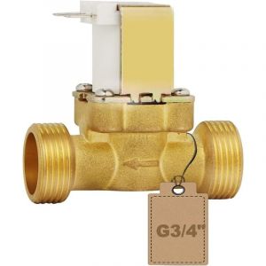 Electrovanne DC 12V Robinet d'Eau G3/4" N/C Normale Fermée, Contrôle Débit en Laiton pour Applications Industrielles