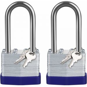 Nazalus-Vente chaude-Cadenas Ext&eacute;rieur Acier Lamin&eacute; 40mm, [Lot de 2][4 Cl&eacute;s] &Eacute;tanche Cadenas Tr&egrave;s Haute S&eacute;curit&eacute;, Longue Anse Acier, pour Casier de