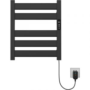 S&egrave;che-Serviette &Eacute;lectrique Noir Mat, 180 W Chauffe-Serviettes 500x550mm Porte-Serviettes Chauffant &Eacute;lectrique Mural Temp&eacute;rature Constante