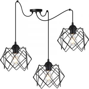 Suspension Araignée Stella 3 Abat-Jour Noir Plat E27